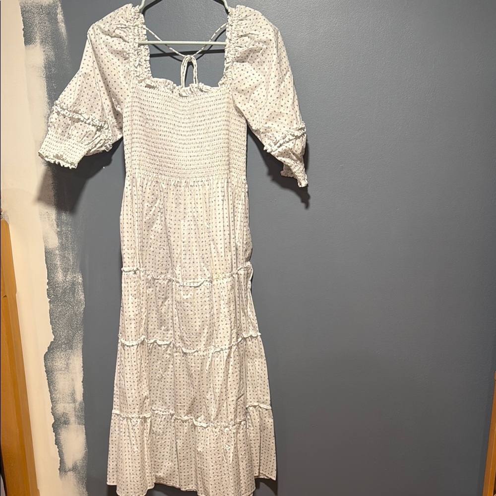 Hill House White and Blue Maxi Dress